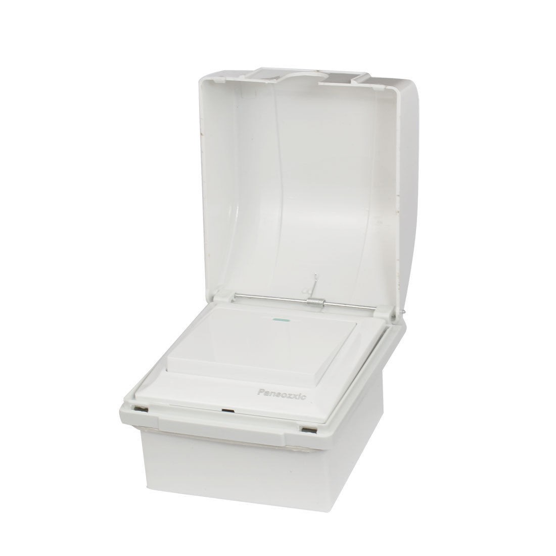 AC 250V 10A White Rectangle Base Cover Button 1 Gang Wall Panel Switch