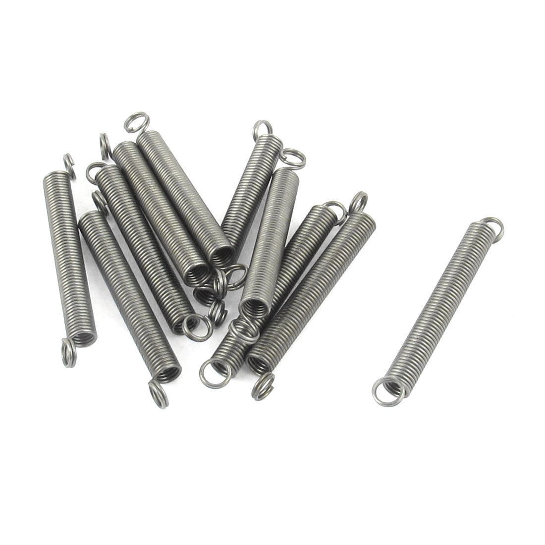 0.018" Wire Dia 0.15" OD 1.1" Long Tension Coil Extension Spring Hook 10Pcs