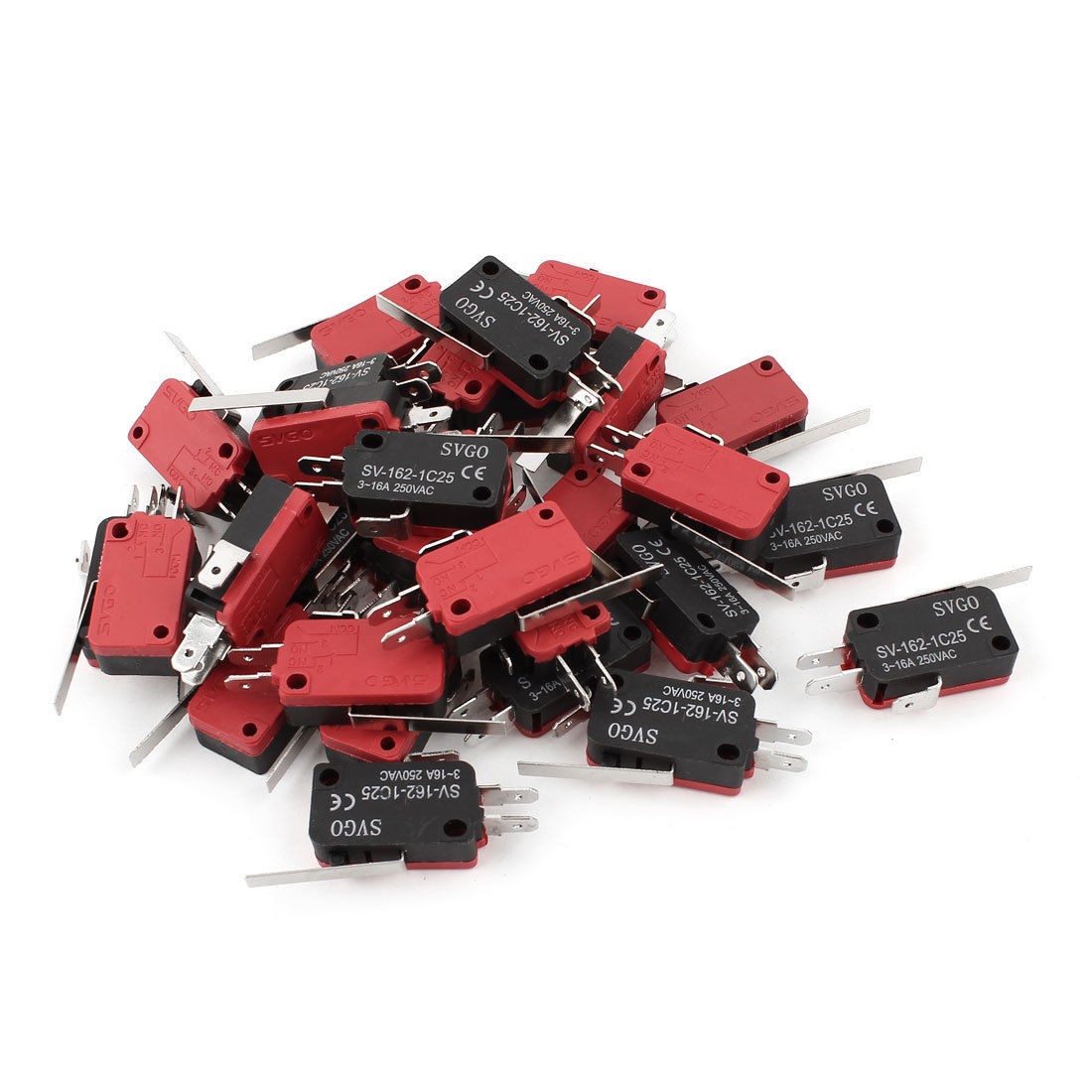30 Pcs 1" Long Straight Hinge Lever Micro Switch NC No SV 162 1C25 AC 250V 3 16A
