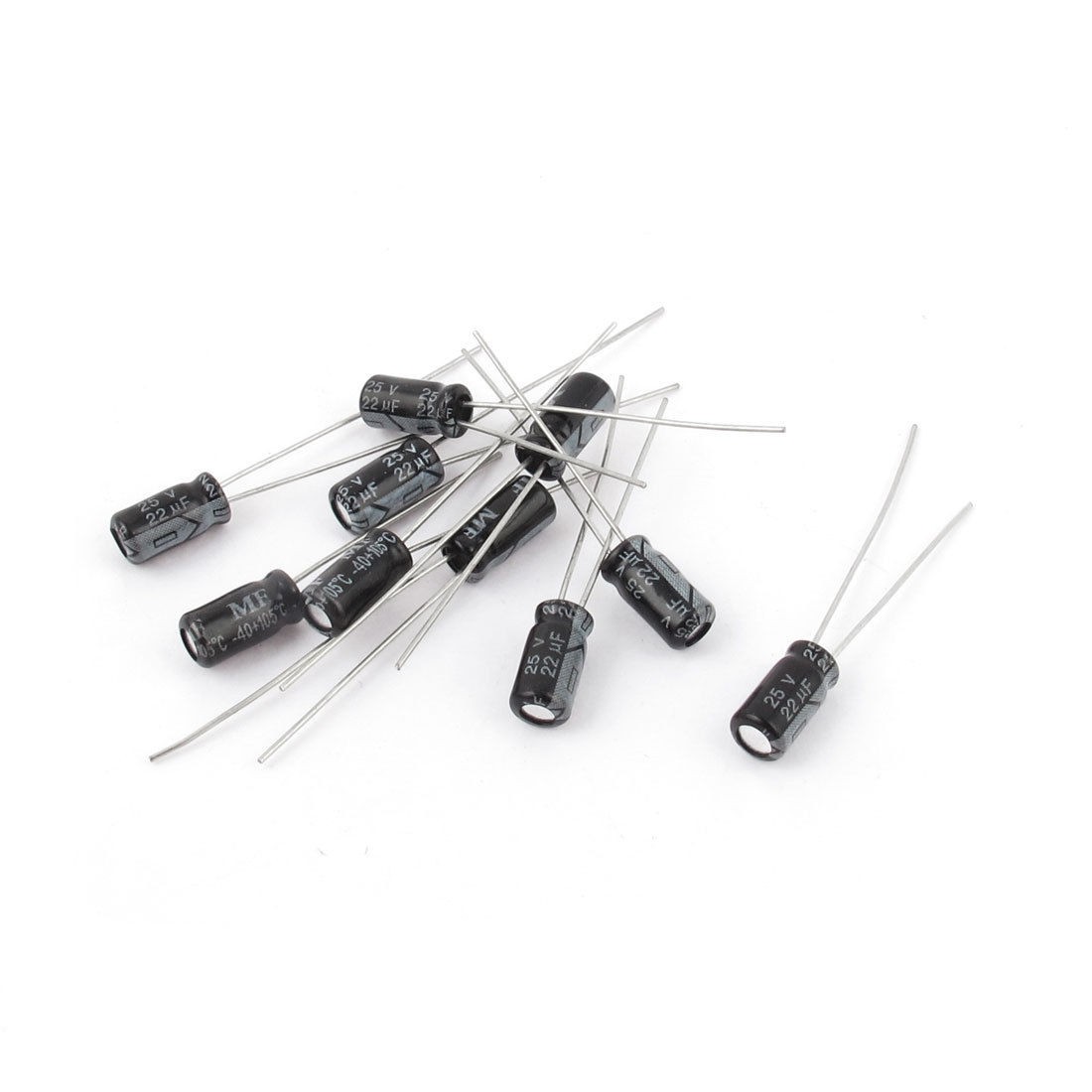 10 Pcs 25V 22uF 105C Radial Lead Electrolytic Capacitor 4mm x 8mm