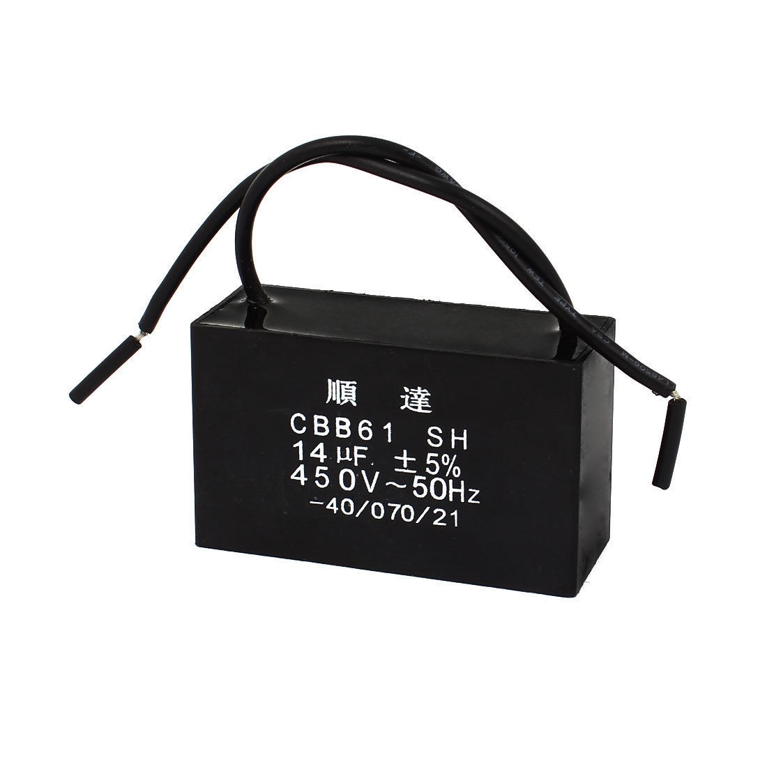 AC 450V 14uF Polypropylene Film 2 Wire Motor Running Capacitor Black CBB61