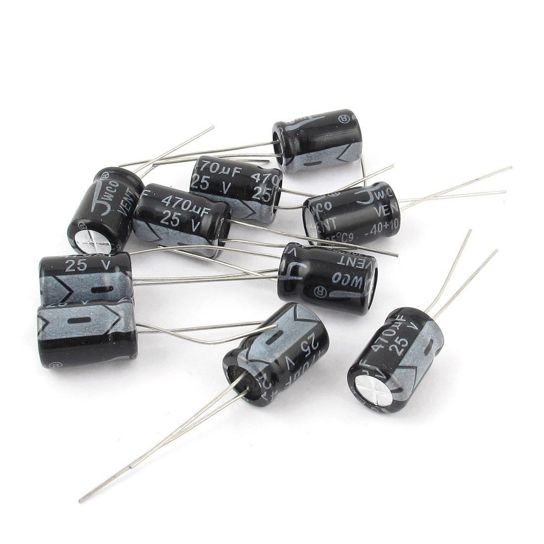 10 Pcs 25V 470uF 105C Radial Lead Electrolytic Capacitor 8mm x 12mm