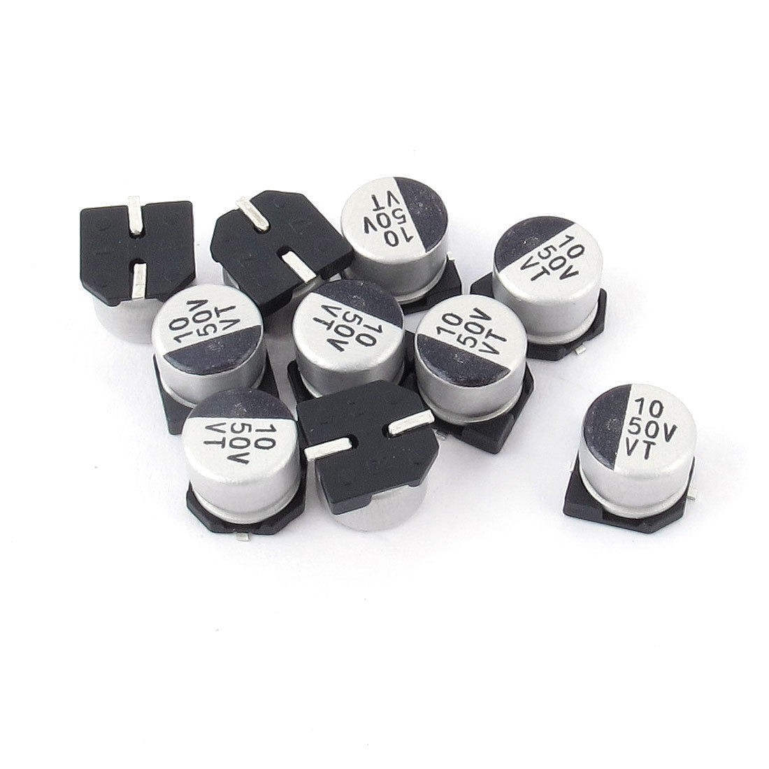 10pcs 10uF 50V SMD Aluminum Electrolytic Capacitors 0 24" x 0 2"