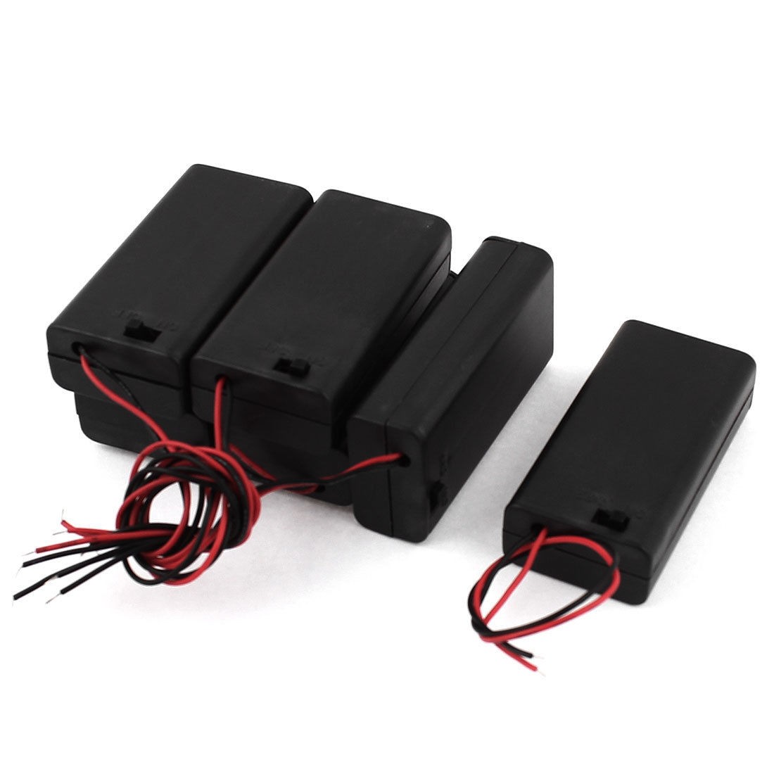 6 Pcs Black 2 x 1 5V AA Battery Batteries Holder Storage Case w Leads Wire