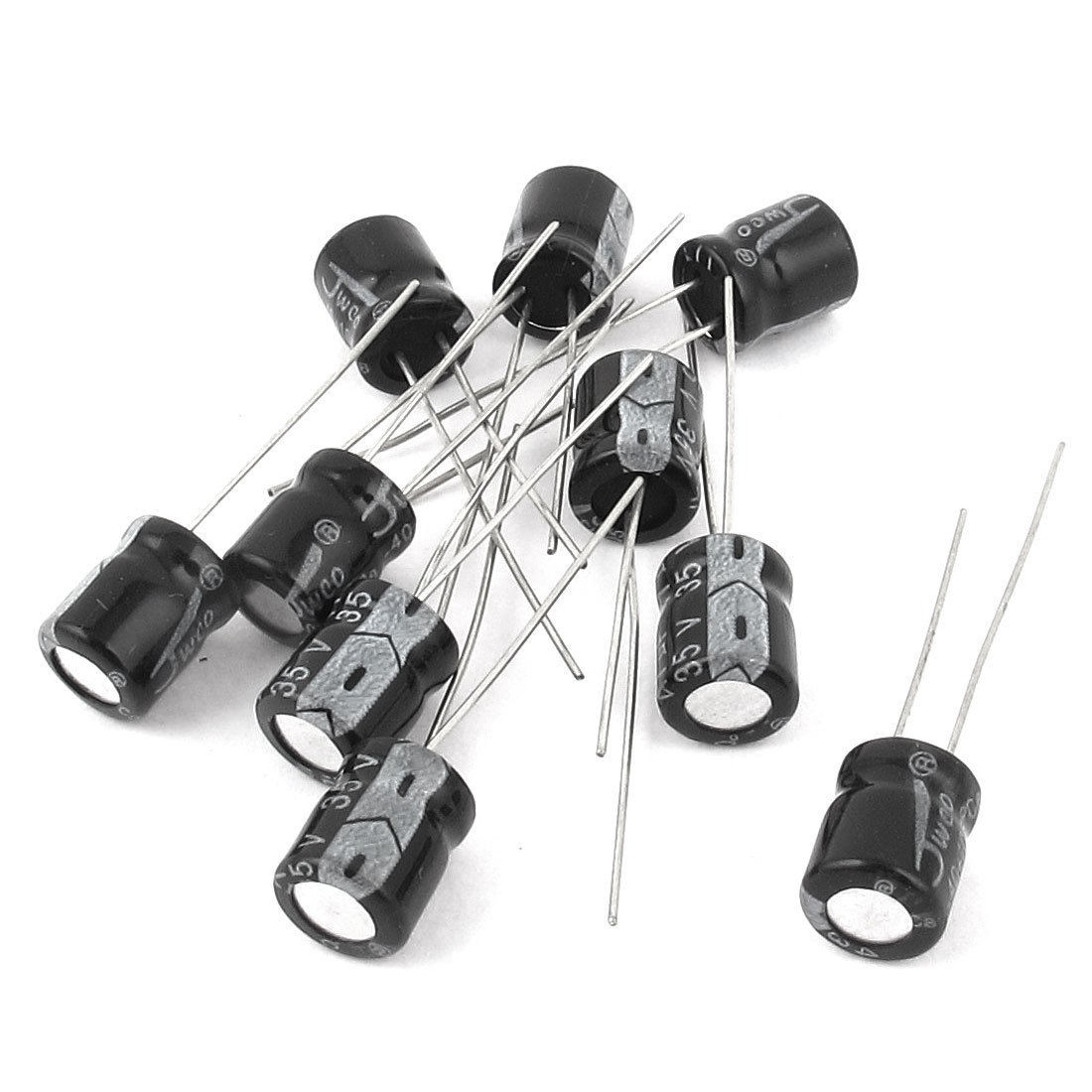 10 Pcs 35V 47uF 105C Radial Lead Electrolytic Capacitor 6mm x 8mm