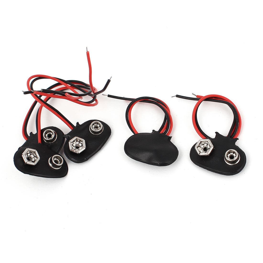 5 Pcs Black Faux Leather I Type 12cm Wired 9V Battery Snap Clip Connector Holder