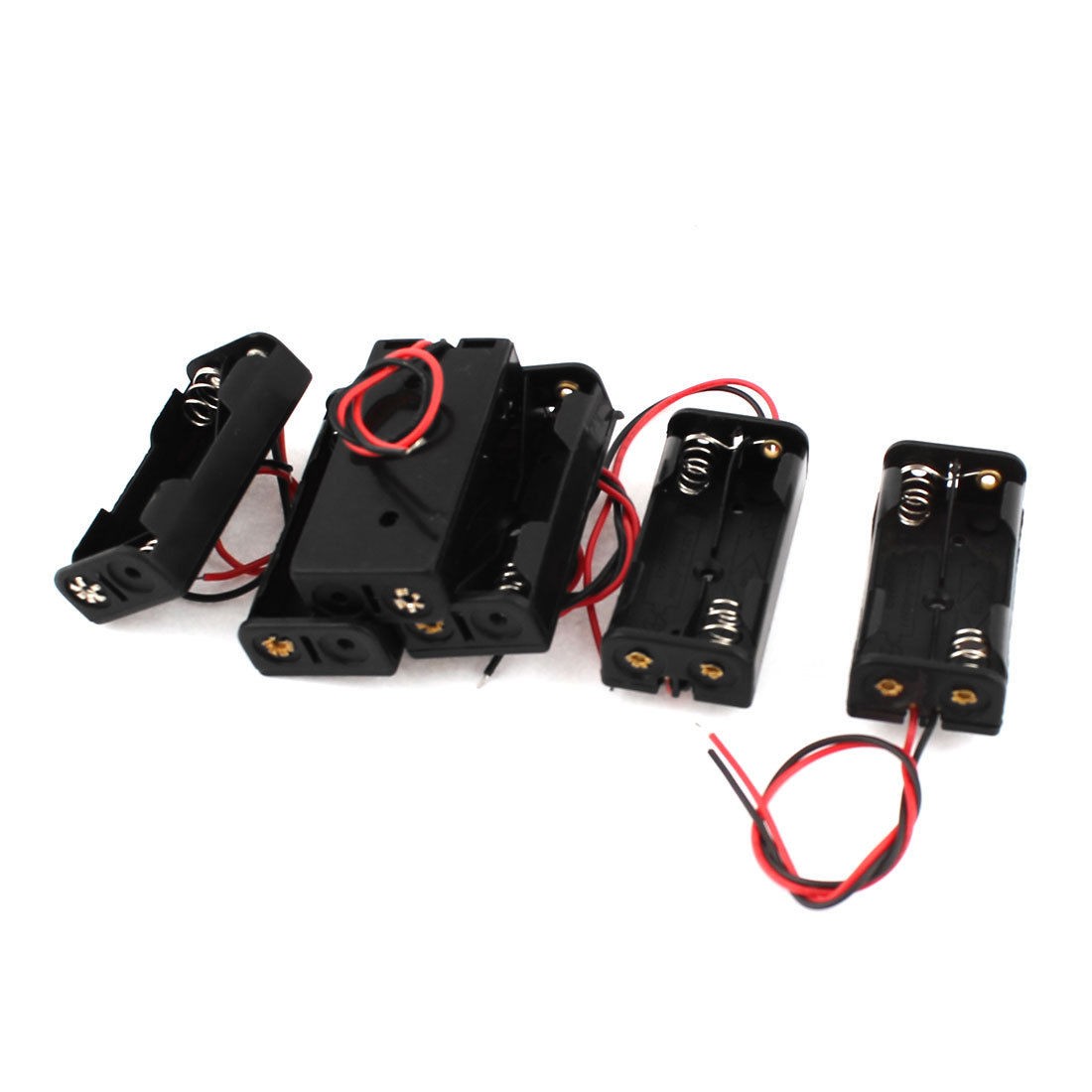 6 Pcs 2 Wired 2 x 1 5V AAA Battery Holder Plastic Case Storage Box Black