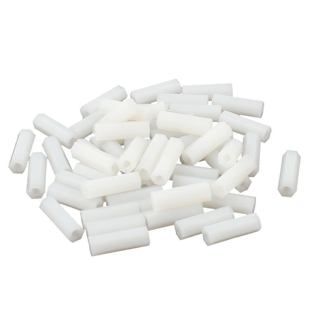3mm x 18mm M3 Female Thread White Nylon PCB Spacer Hex Stand Off Nut 50pcs