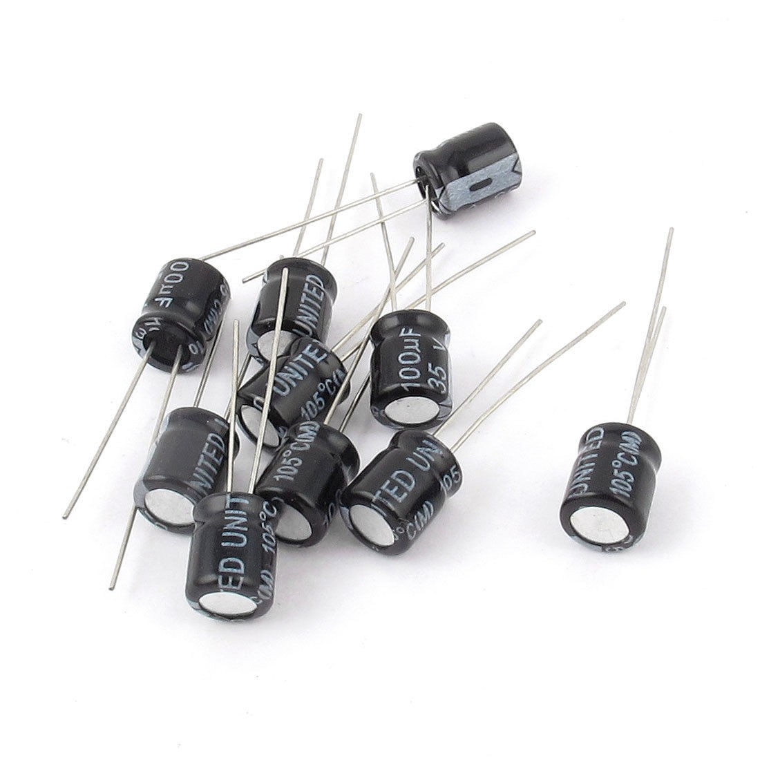 10 Pcs 35V 100uF 105C Radial Lead Electrolytic Capacitor 6mm x 8mm