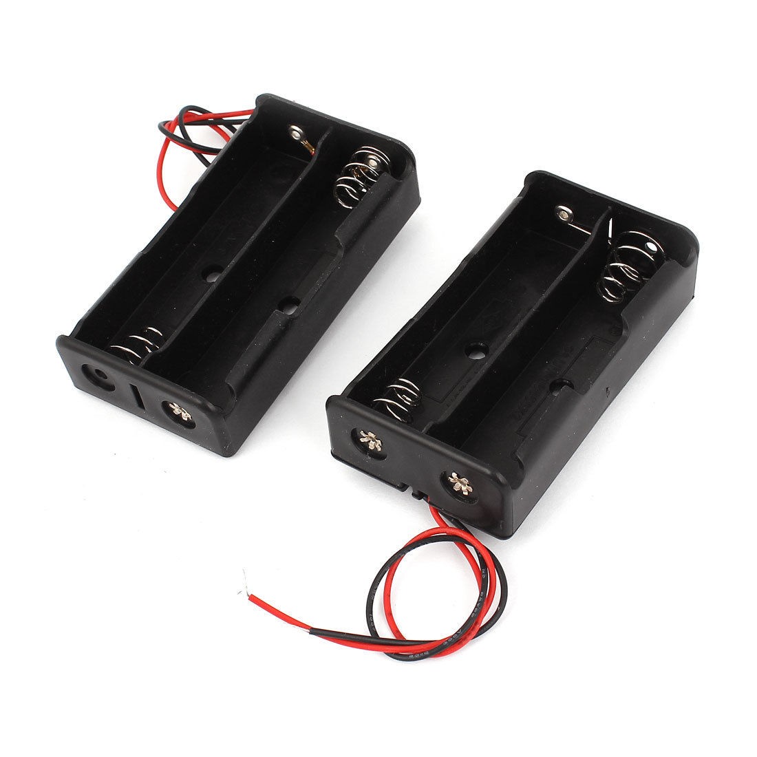 2 Pcs 2 Wired Plastic Battery Holder Storage Box for 2 x 18650 3 7V Batteries