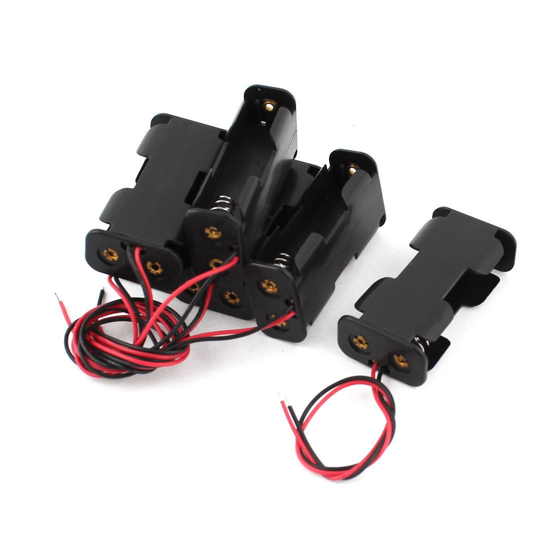 6 Pcs Black Plastic Shell 2 x 1 5V AA Dual Side Battery Holder Storage Case