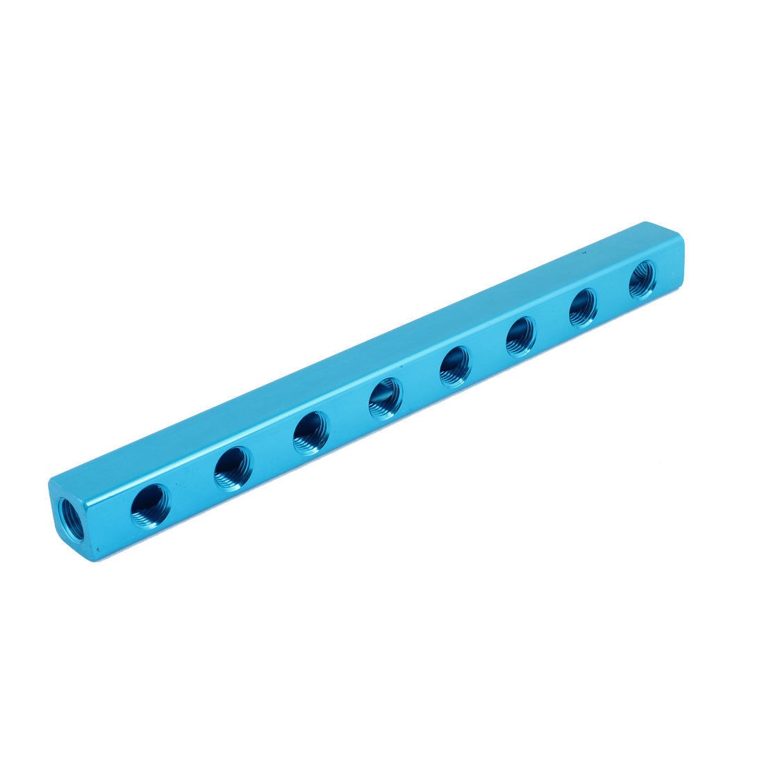 Blue 1/4"PT Air Pneumatic Cylinder 8 Way Aluminum Manifold Block Splitter