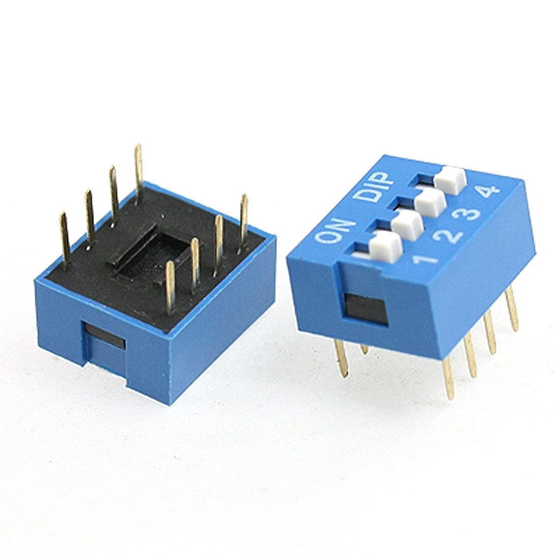 5 Pcs 2 54mm Pitch 4 Position Slide Type DIP Switch Black