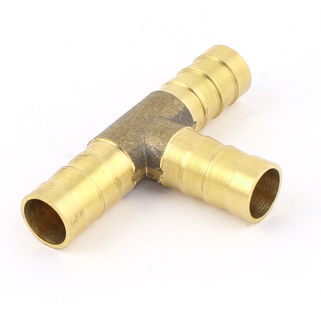 10mm Metal Tee T Type 3 Way Air Water Fuel Hose Joiner Adapter Brass Tone