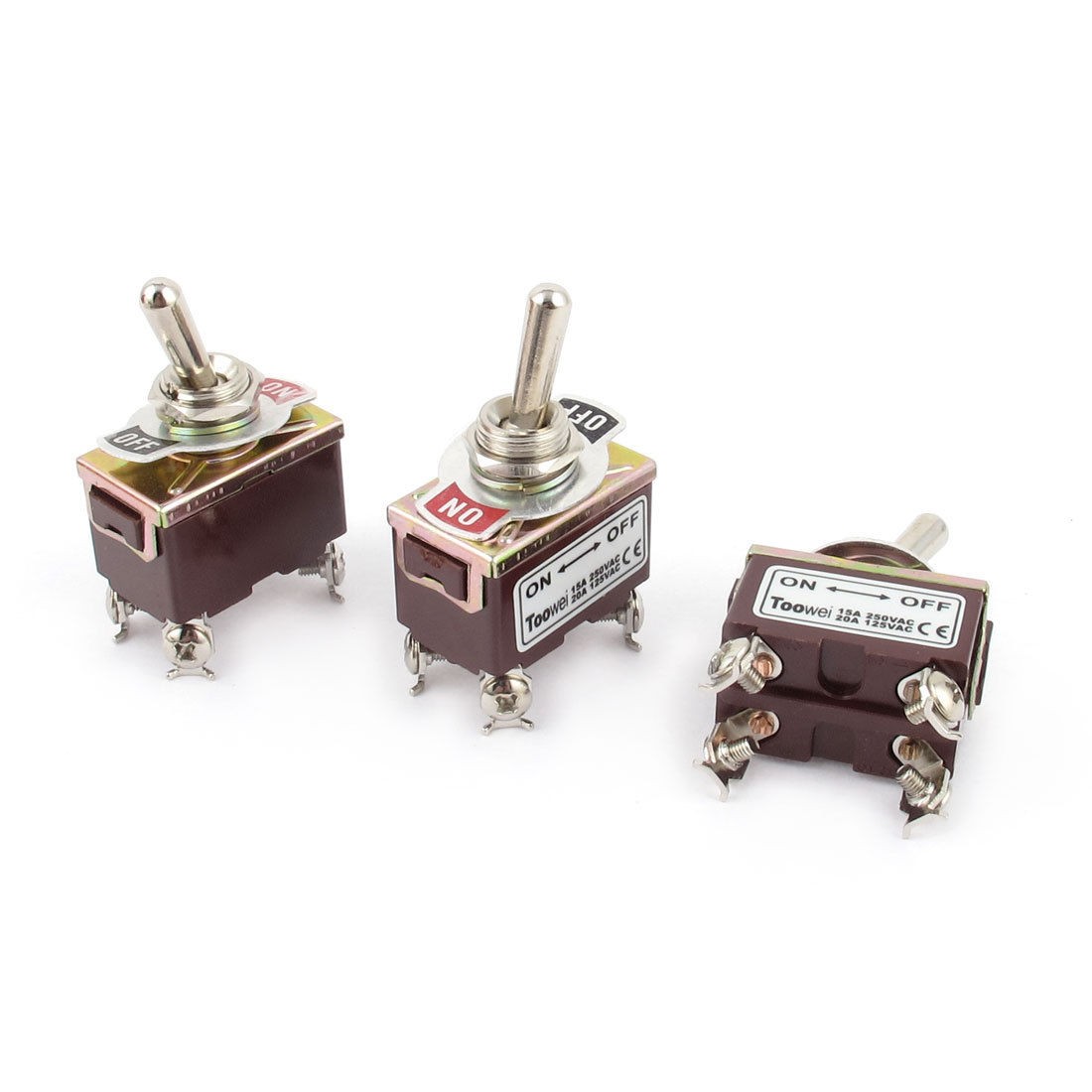 AC125V 20A AC250V 15A DPST on Off 2 Positions 4 Pin Latching Toggle Switch 3 Pcs