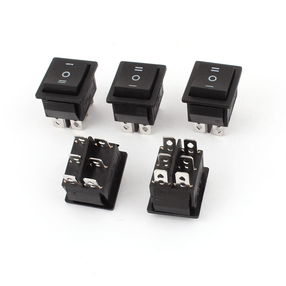 AC 250V 15A 125V 20A DPDT on Off on 3 Position 6pin Boat Rocker Switch 5pcs