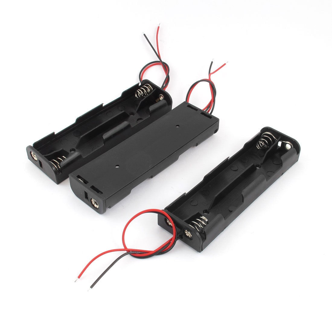 3 Pcs Wire Leads Plastic 4 x 1 5 V AA Battery Storage Case Holder Black