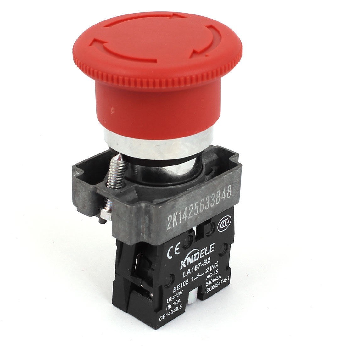 Red Mushroom Emergency Stop Push Button Switch Latching N C SPST 415V 10A