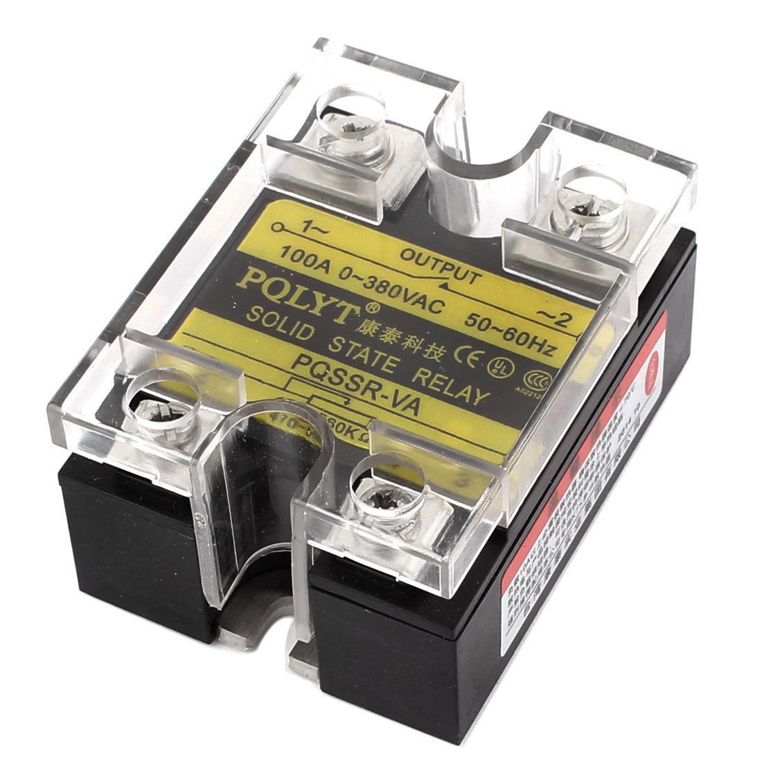 PQSSR VA AC 0 380V 100A 4 Screw Terminal Single Phase Solid State Relay w Cover