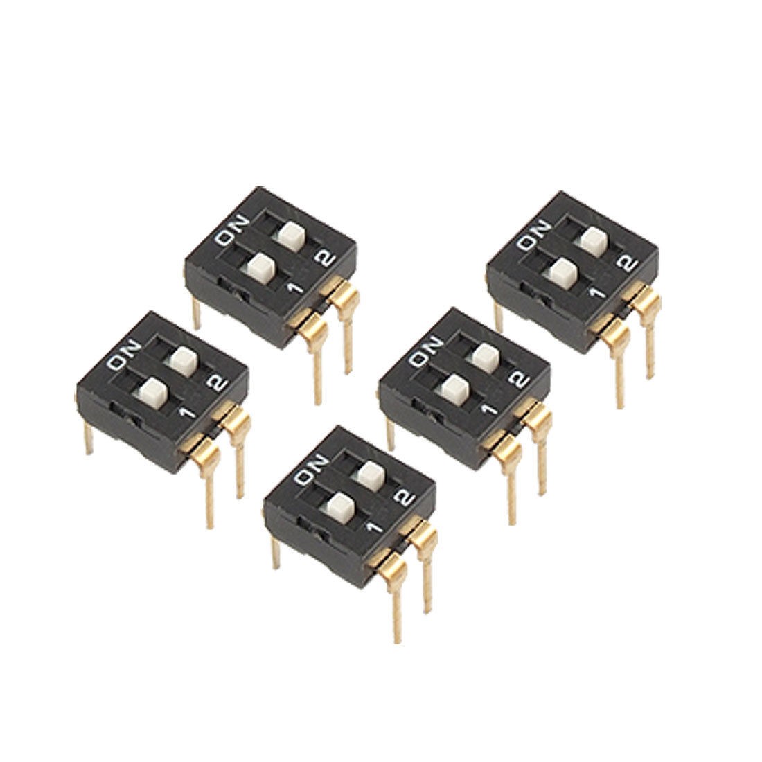 5 Pcs 2.54mm Pitch 2 Position IC Type DIP Switch Black Gdmyj