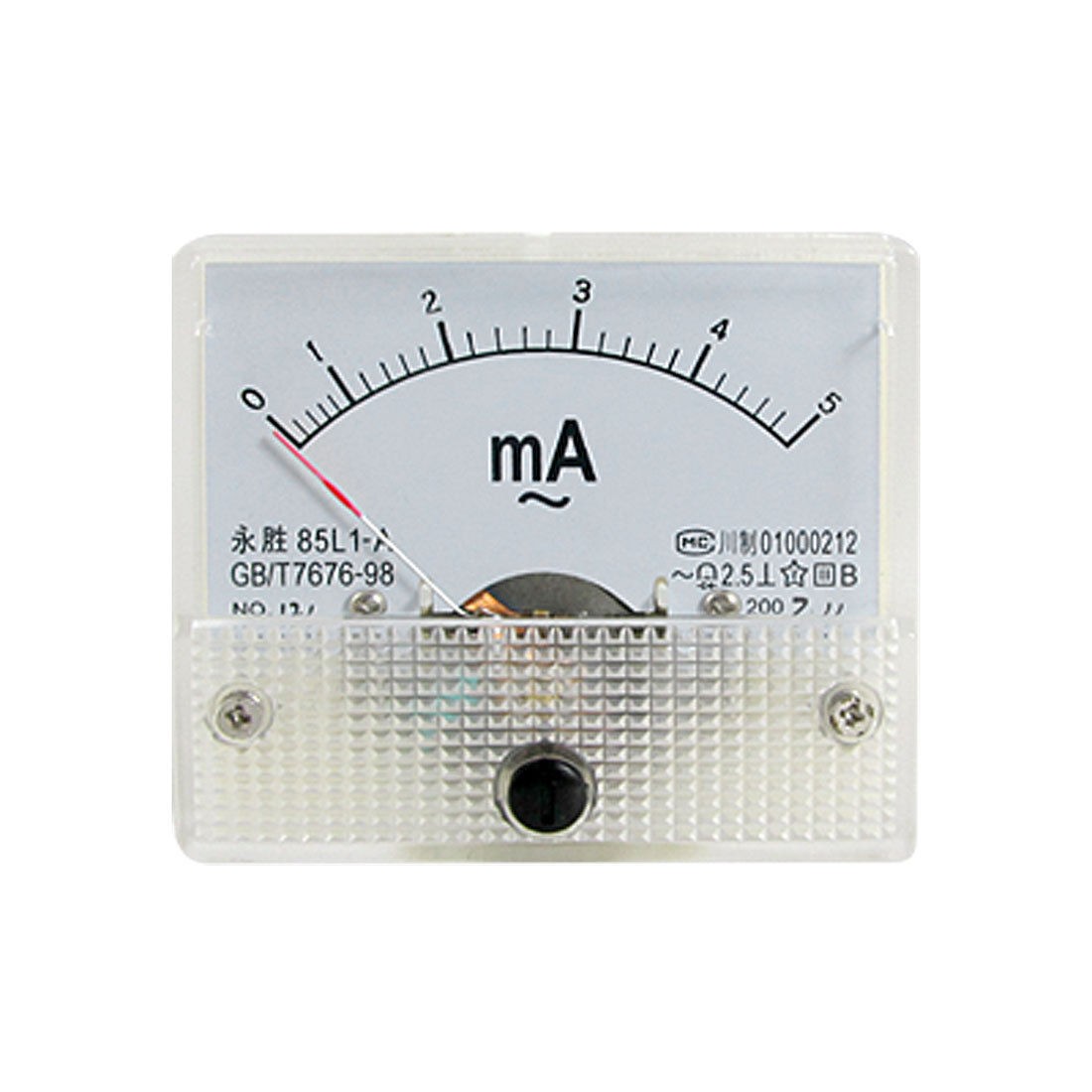 85L1-A AC 0-5mA Rectangle Analog Panel Ammeter Gauge