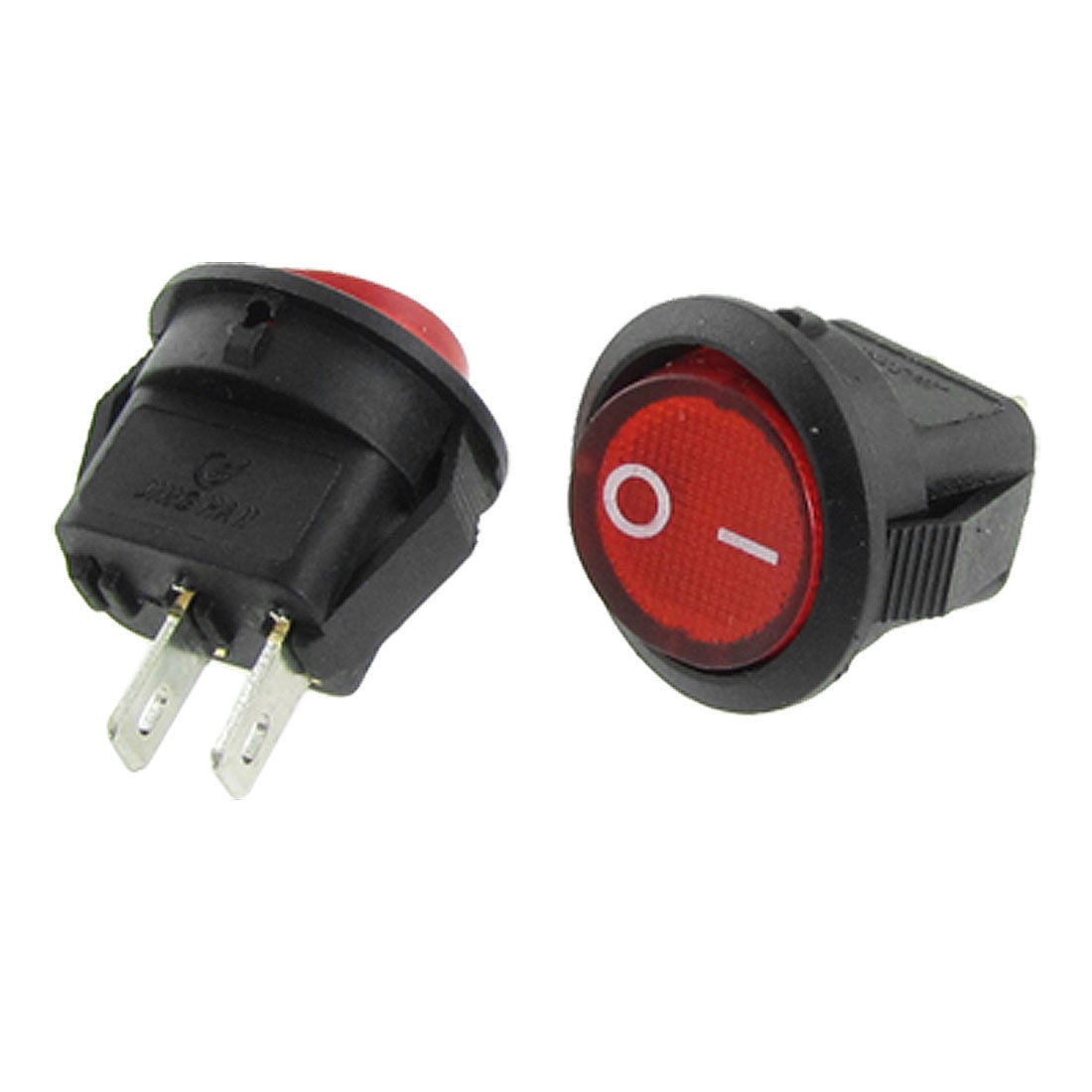 5pcs AC 3A/250V 6A/125V ON-OFF I/O SPST 2 Pin Snap in Round Boat Rocker Switch