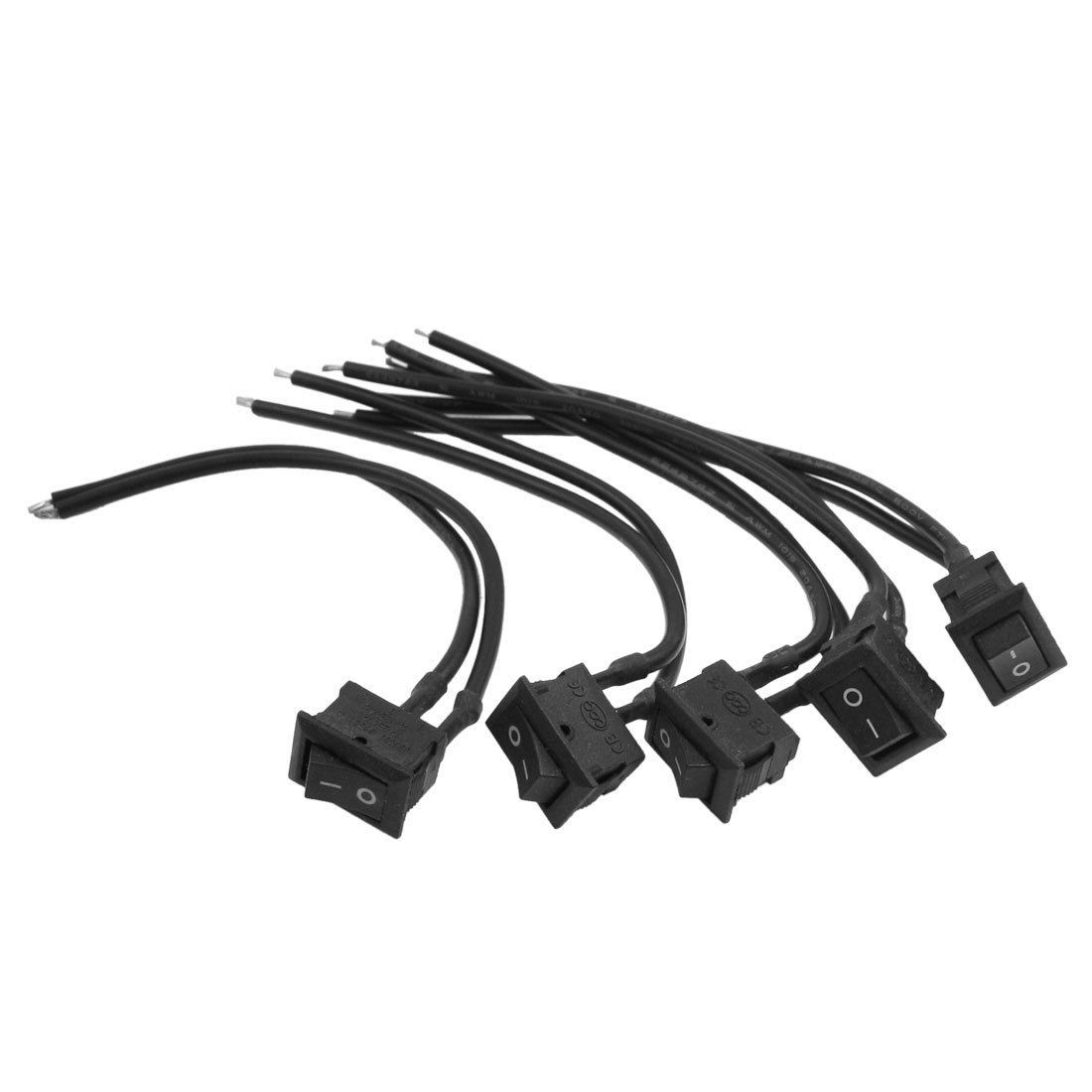 5 x on/off Rectangular DIY Auto Car Rocker Switch Wire AC 250V/3A 125V/6A