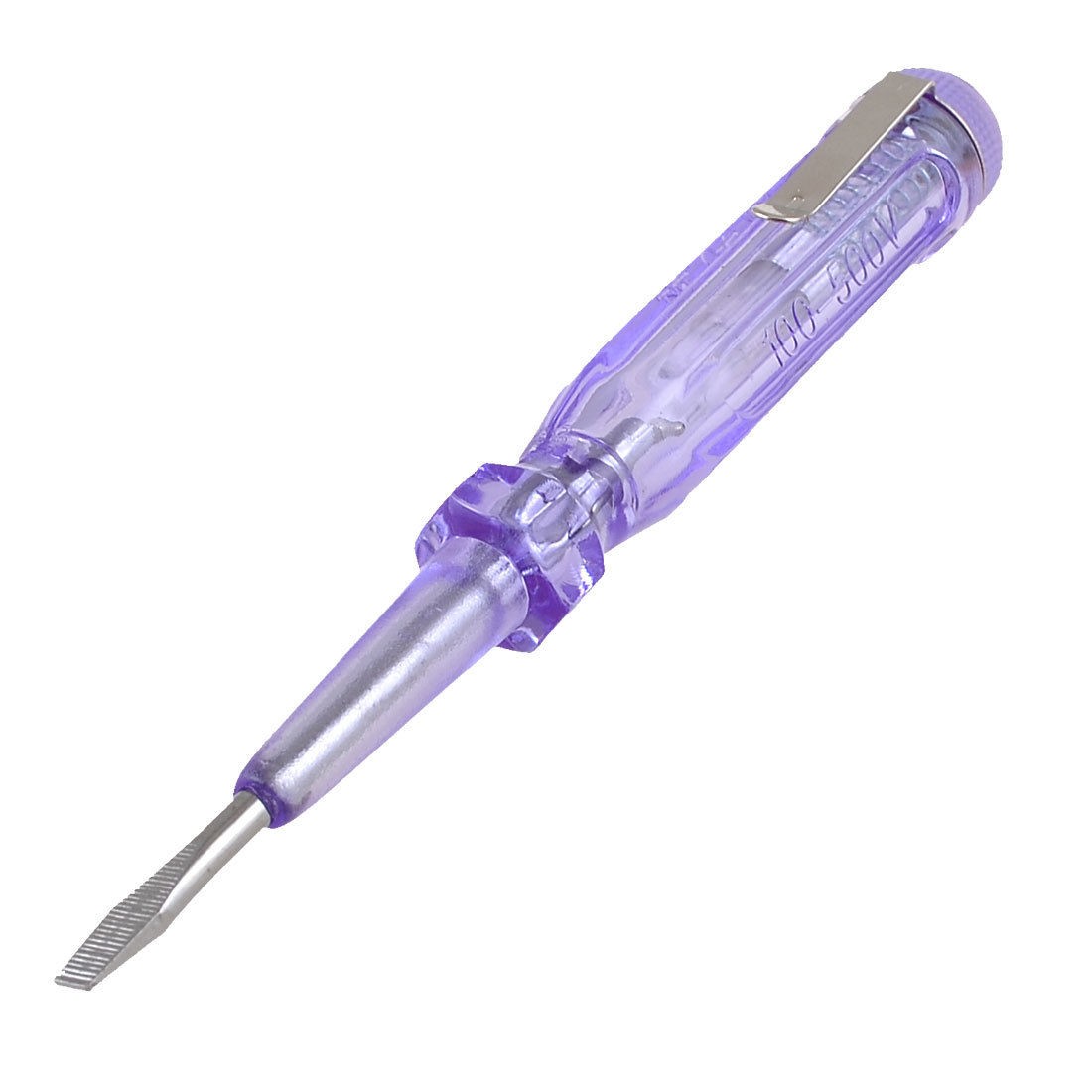 Clear Purple Slotted Bit AC 100-500V Voltage Tester Electroprobe