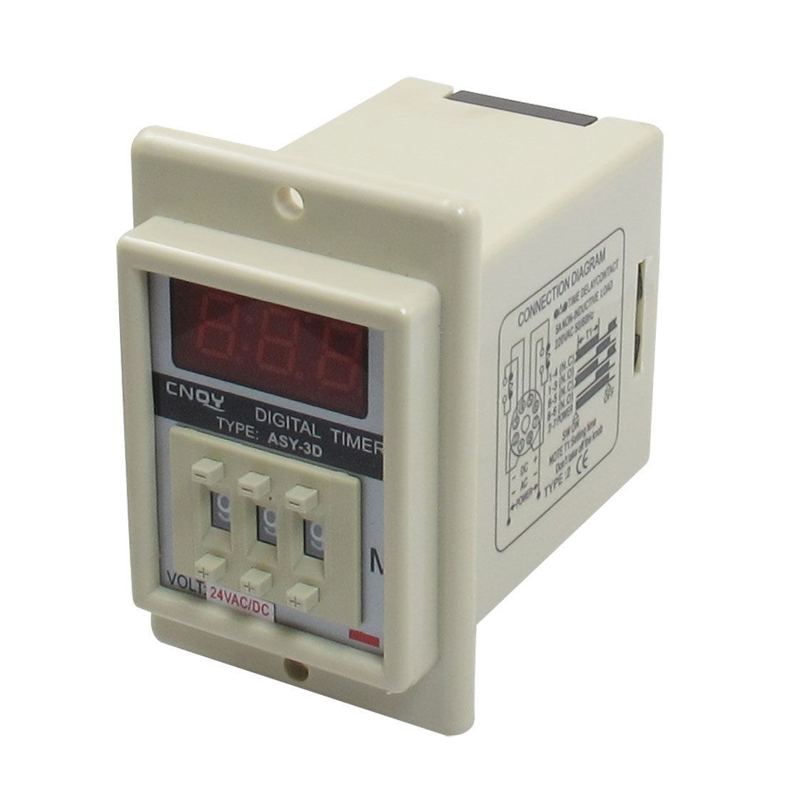 White AC/DC 24V Power on Delay Timer Time Relay 1-999 Minute 8 Pins ASY-3D