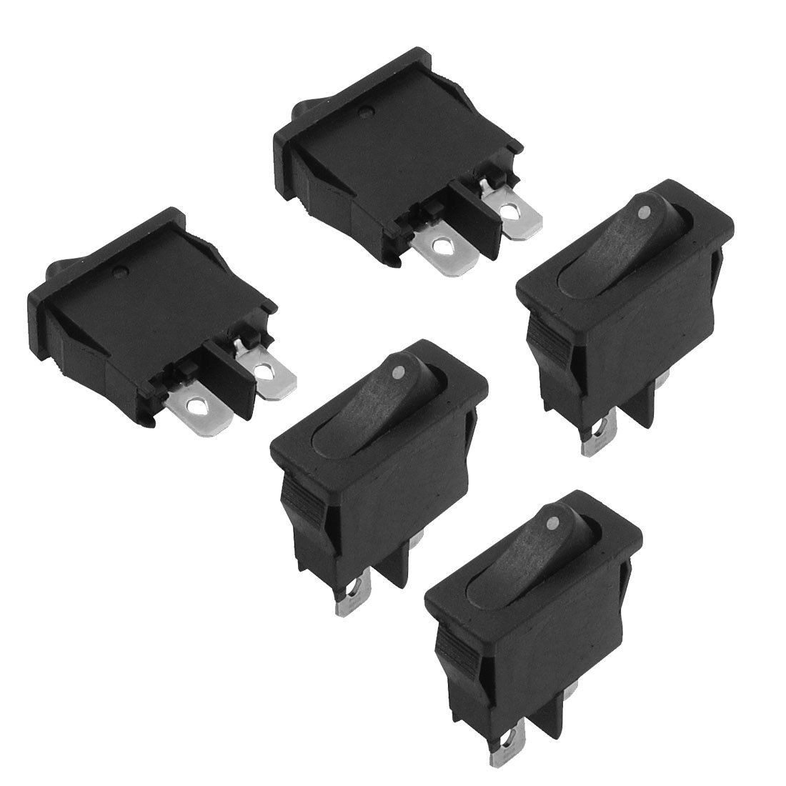 5 Pcs SPST Black Button On/Off Rocker Switch AC 6A/250V 12A/125V