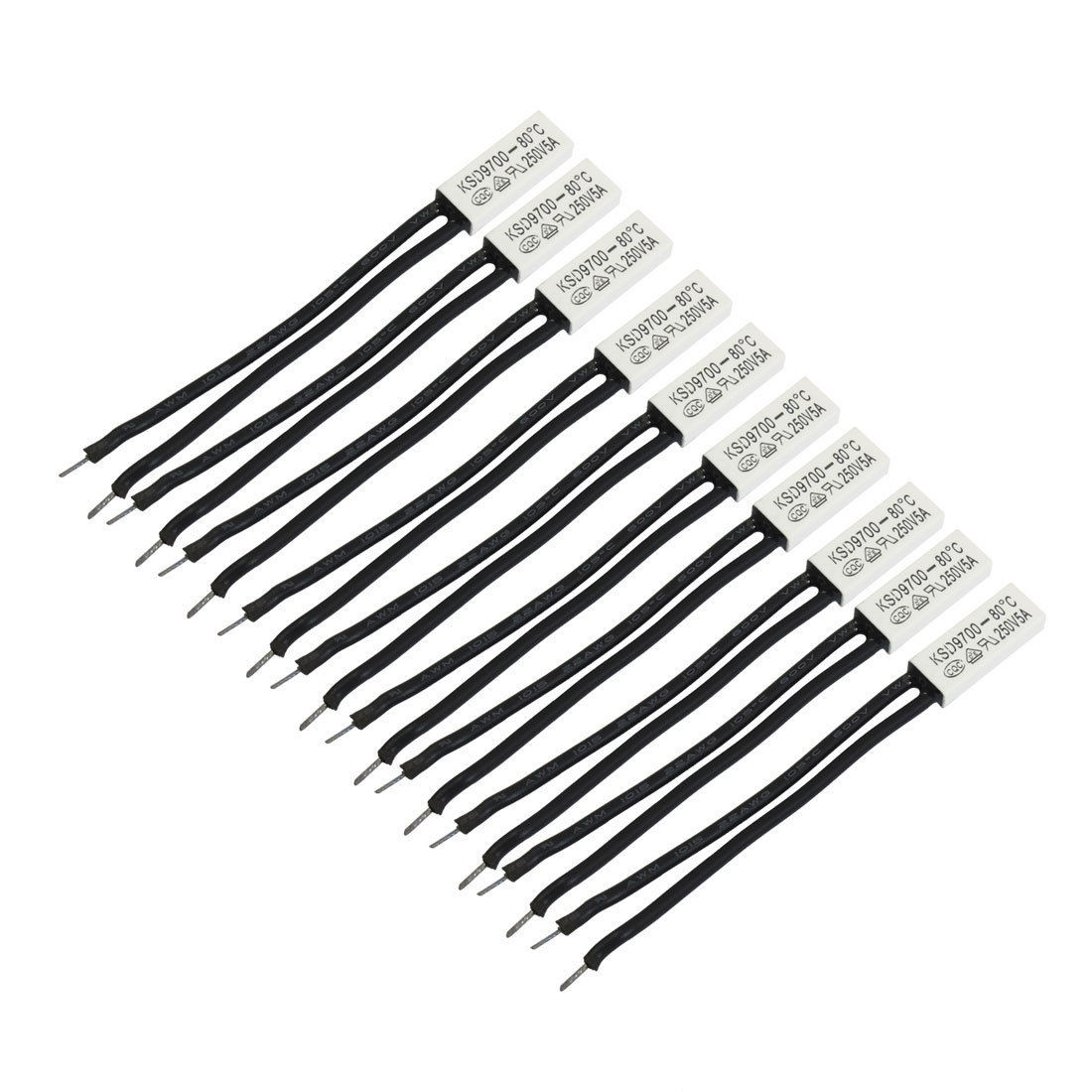 10 Pcs KSD9700 80 Degree Celsius N.C Temperature Switch Thermostat Bimetal Disc