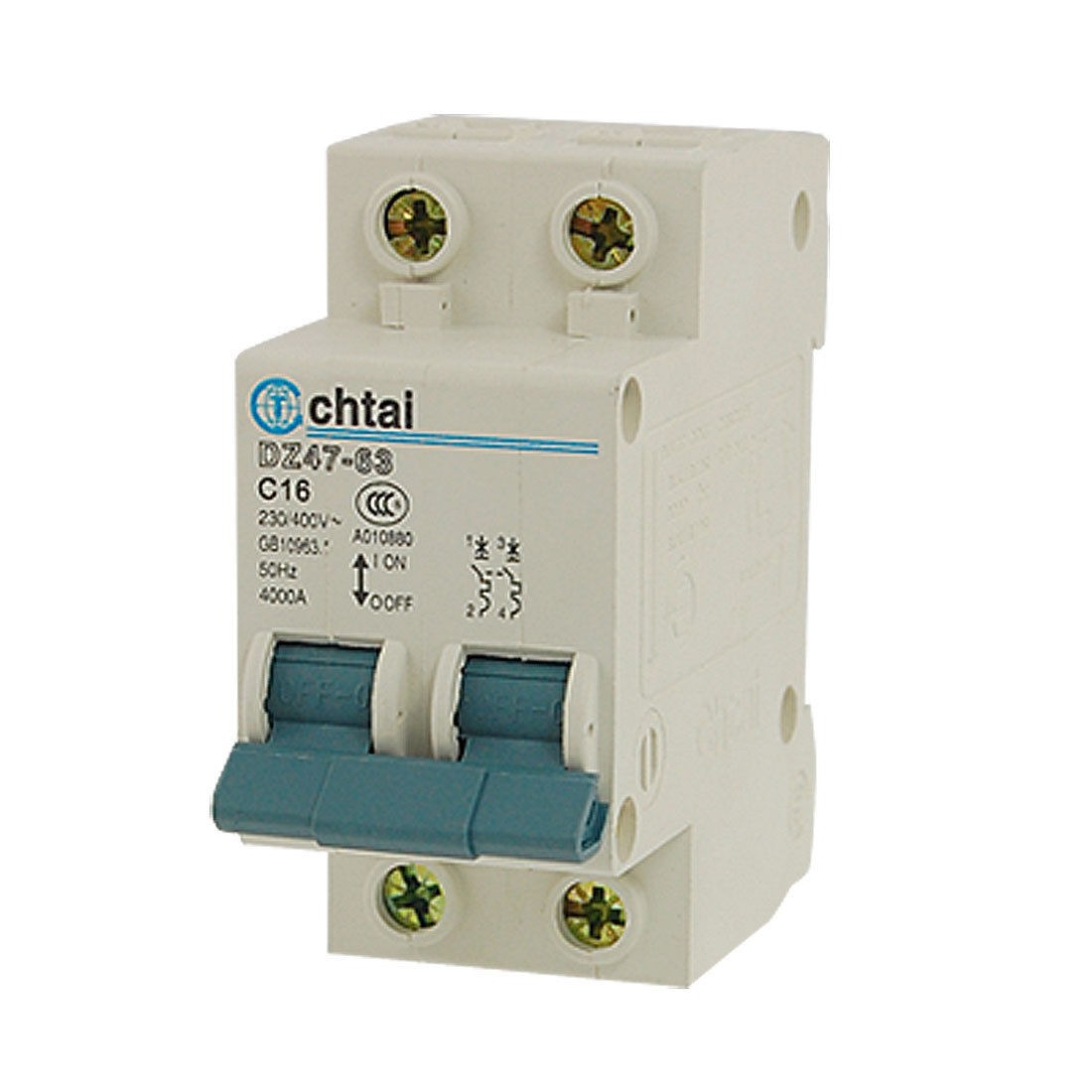 2 Pole 4000A Breaking Capacity Mini Circuit Breaker DZ47-63