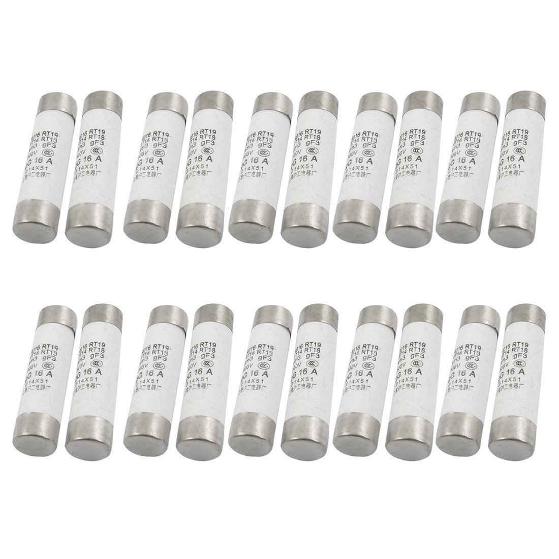 20 Pcs RO16 Series 500V 16A Cylinder Cap Ceramic Fast Blow Fuse Links 14x51mm