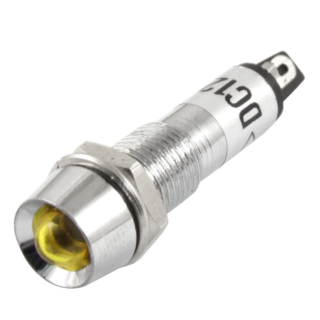 DC 12V 2 Pins 7.6mm Terminals Yellow Light Signal Indicator Lamp 5 Pcs