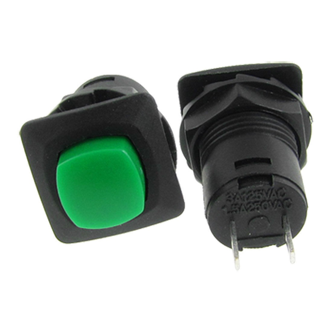 10 Pcs AC 125V/3A 250V/1.5A N/O SPST OFF/(ON) Green Momentary Push Button Switch