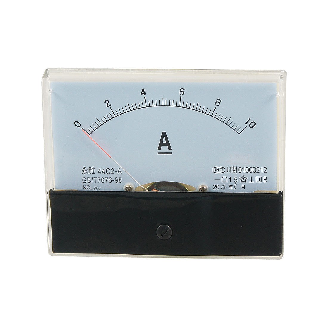 44C2 DC 0-10A Rectangle Analog Panel Ammeter Gauge