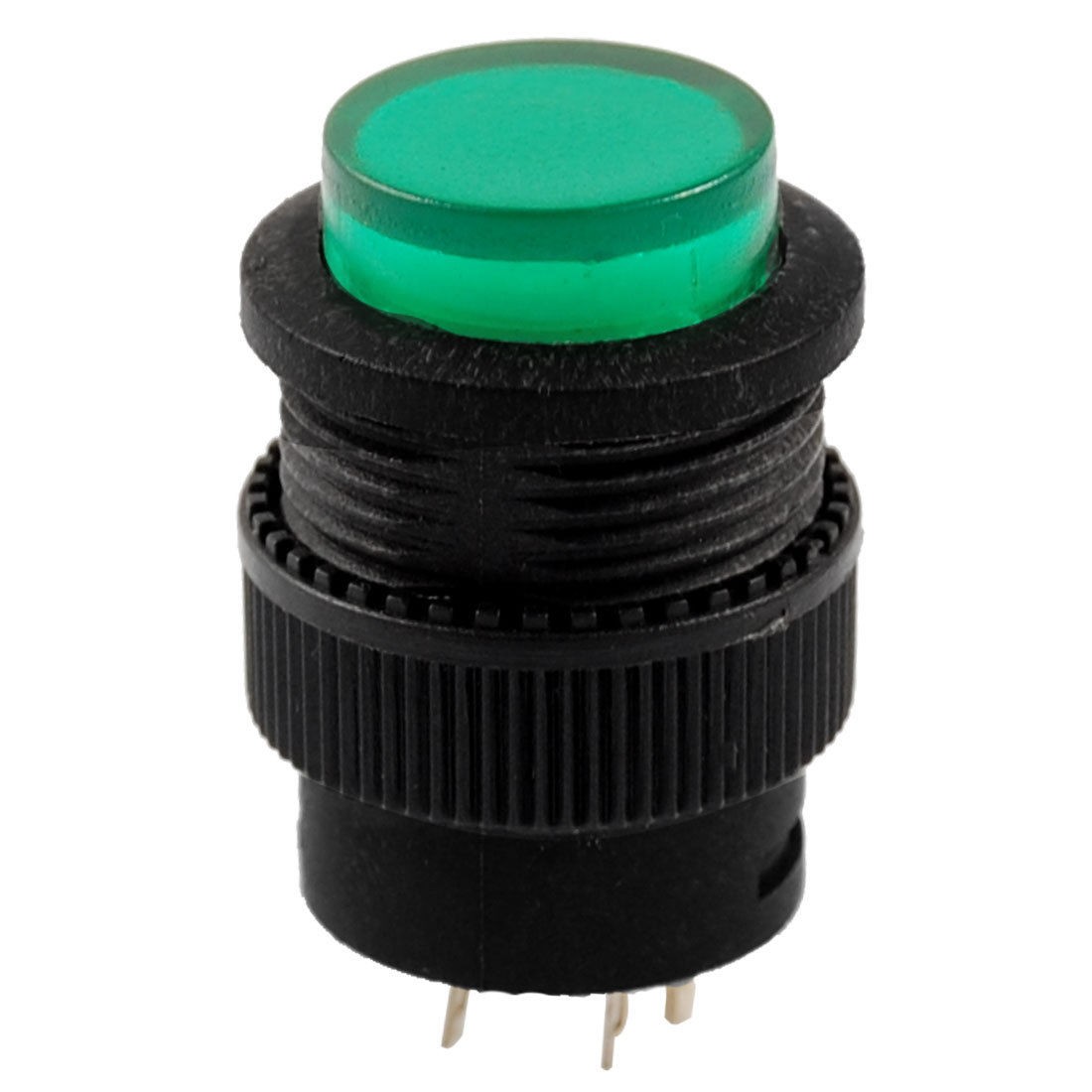 3V Green LED Light Round Cap OFF(ON) NO Momentary Push Button Switch 3A 250V AC