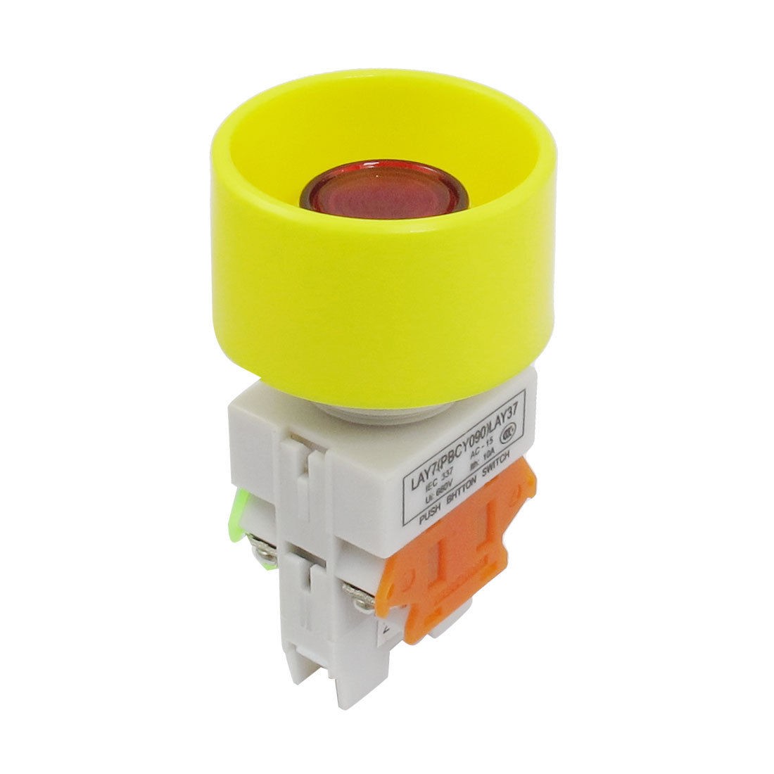 DC 24V Red Light Latching 1NO 1NC Panel Mount Push Button Switch 660V 10A