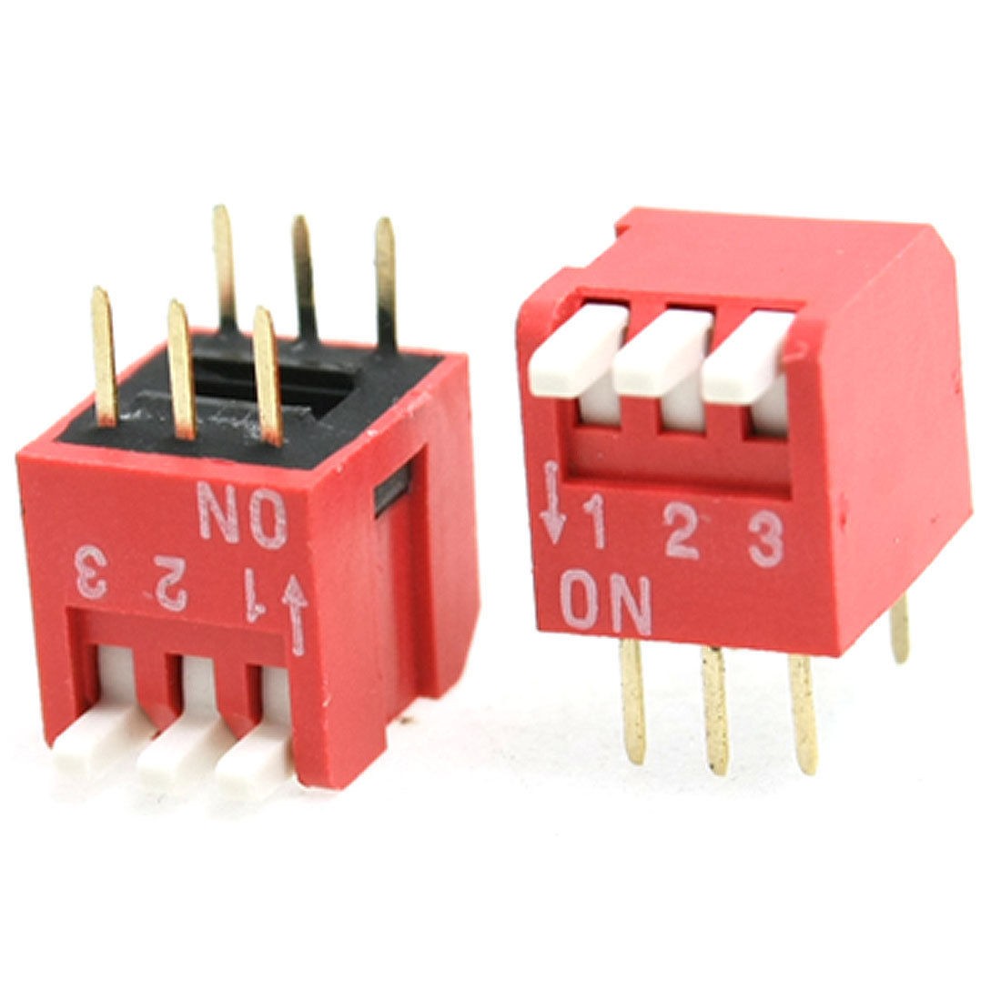10 Pcs 2.54mm Pitch 3 Position Piano Type DIP Switch Red