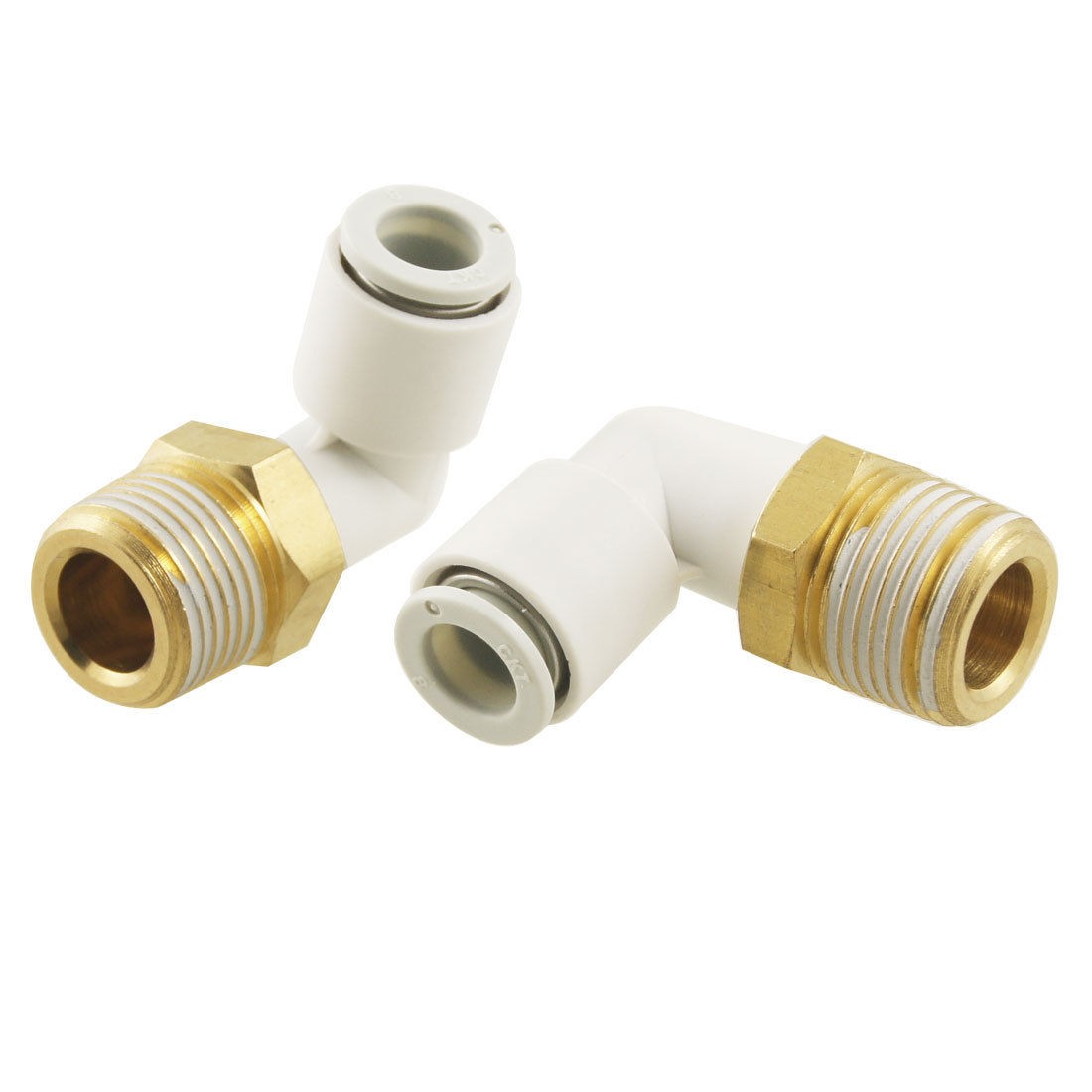 10 Pcs 3 8" PT to 8mm Tube 90 Degree Pneumatic Push in Quick Connectors