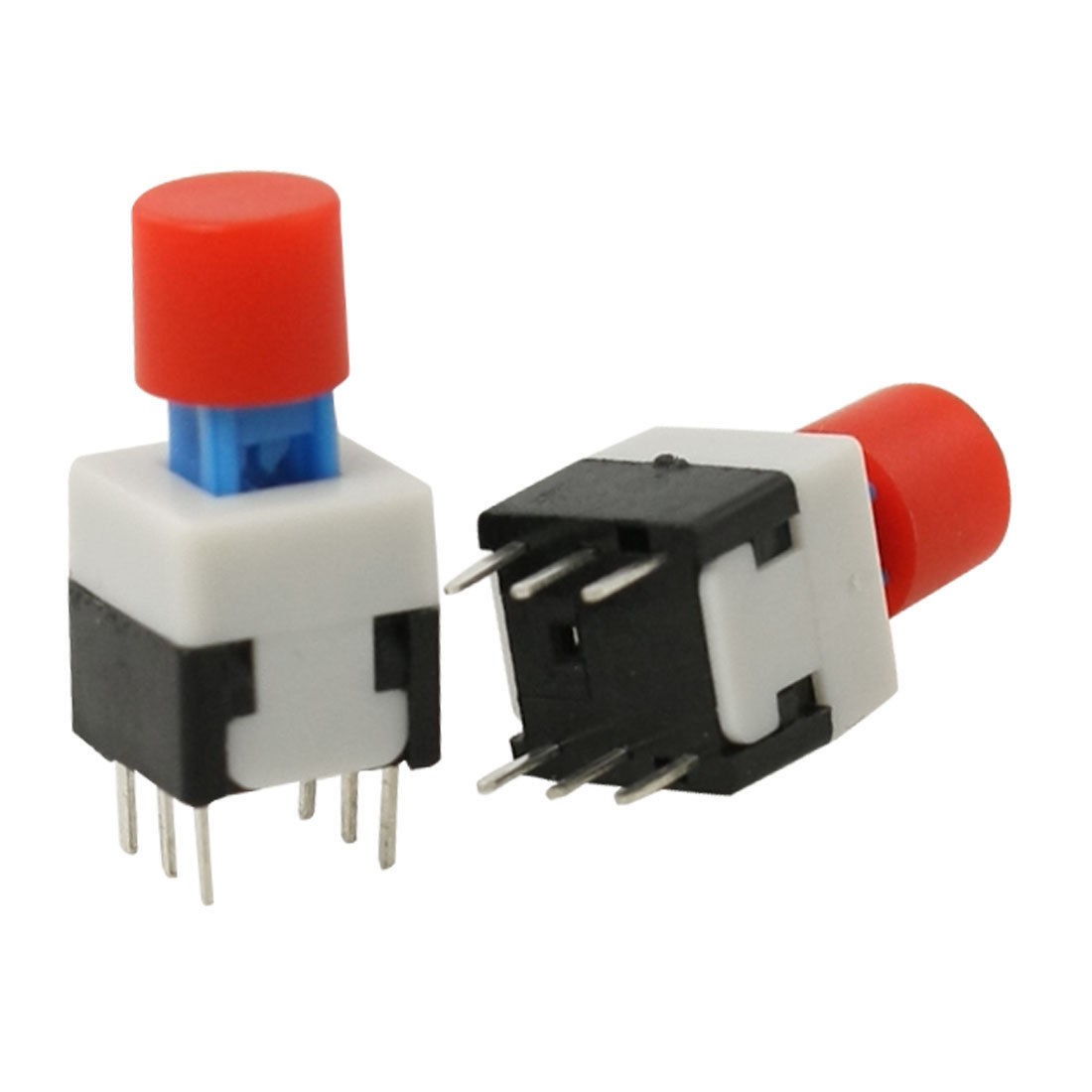 10 Pcs Panel PCB Tact Tactile Push Button Switch Self Lock 8 x 8mm x 15mm w Cap