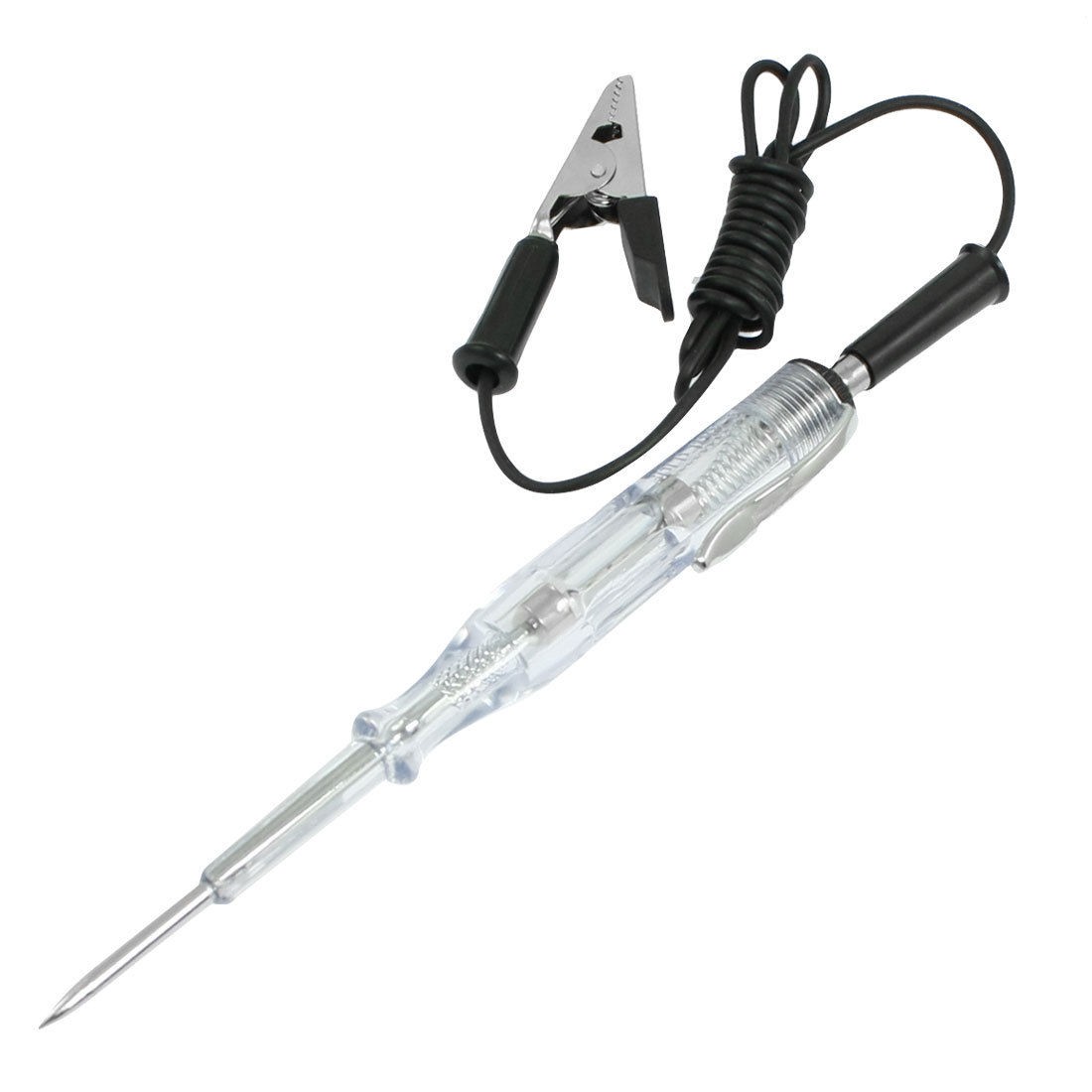 DC 6-24V Car Circuit Voltage Tester Pen Black Clear w Aligator Clip