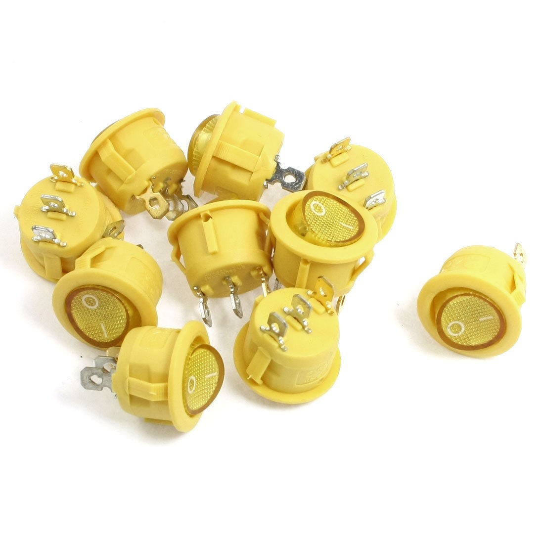 10 x Yellow Indicator Light 3 Pin SPST ON OFF Rocker Boat Switches