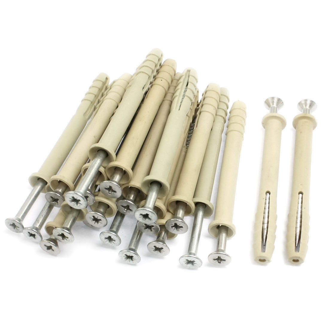 20 Pcs Plastic Housing Wall Plug w Screw for Cupboard Cabinet