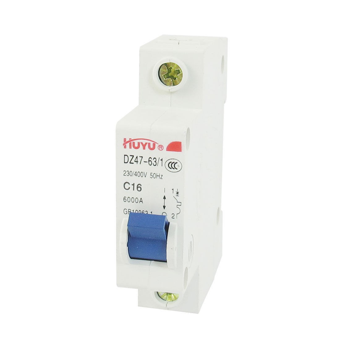 AC 230/400V 16A 6000A Single Pole Miniature Circuit Breaker DIN Rail DZ47-63 C16