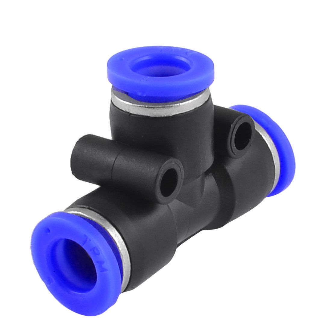 Pneumatic 8mm to 8mm One Touch Connector Tee Shaped Quick Fitting Black Blue
