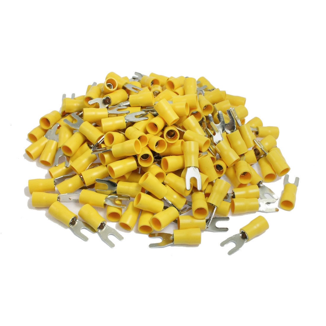 200 x Yellow PVC Insulating Sleeve Furcate Terminals Cable Lugs SV5 5 3 5