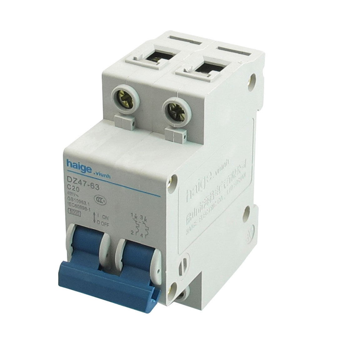 AC 400V 20A 6000A 2 P MCB Miniature Circuit Breaker DZ47-63 C20