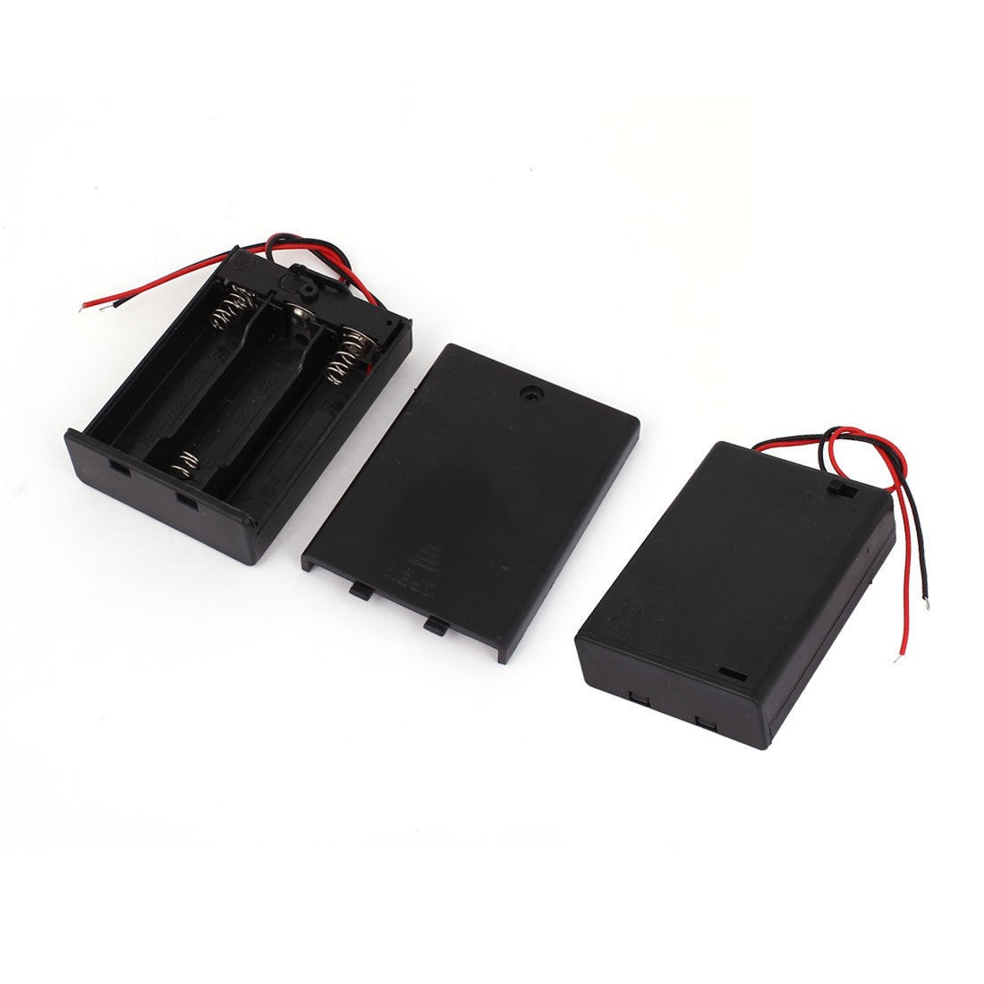 2pcs 2 Wires on Off Switch Battery Holder Case w Cover for 3 x AA 1 5V Batteries