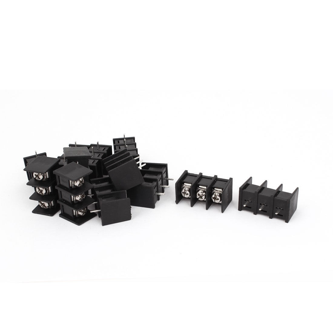 300V 20A ZB45 3P 3 Position 8mm Pitch Screw Terminal Barrier Blocks Black 12pcs